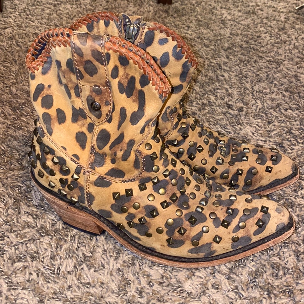 Liberty Black Cheetah Studded Booties